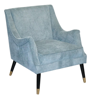 Pale Blue Velvet Armchair with Black and Gilt Legs