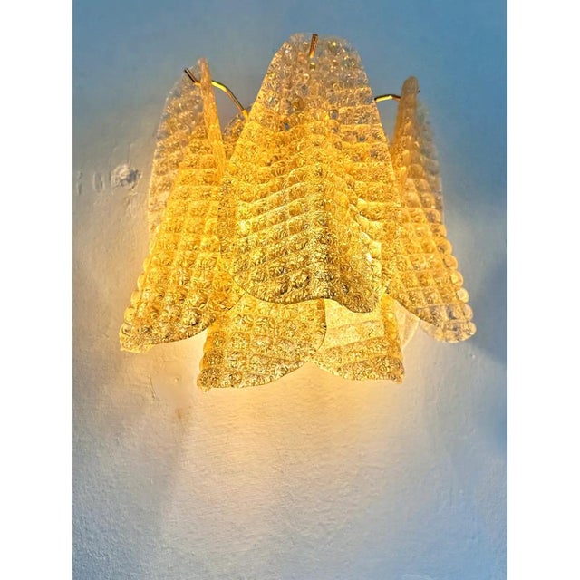 Early 21st Century Gold Granigli Rondini Murano Glass Wall Sconces by Simoeng, Set of 2 For Sale - Image 5 of 12