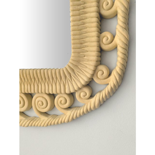 Mid-Century Modern 1970s Large Vintage Polynesian Style Rattan Wall Mirror For Sale - Image 3 of 7