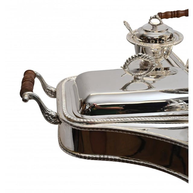 Art Deco Bain Marie Plated Lazy Susan Silver Plate Food Server For Sale - Image 11 of 12