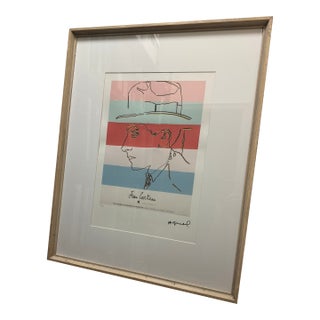 Late 20th Century Andy Warhol Hand Signed Signature, Limited Edition Jean Cocteau Lithograph For Sale