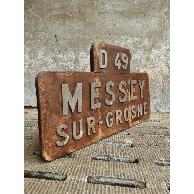 Vintage French Place Name Sign Messey-Sur-Grosne For Sale - Image 4 of 12