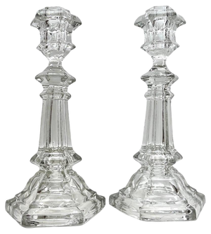 Crystal Candlesticks from Val Saint Lambert, Belgium, 1900s, Set of 2