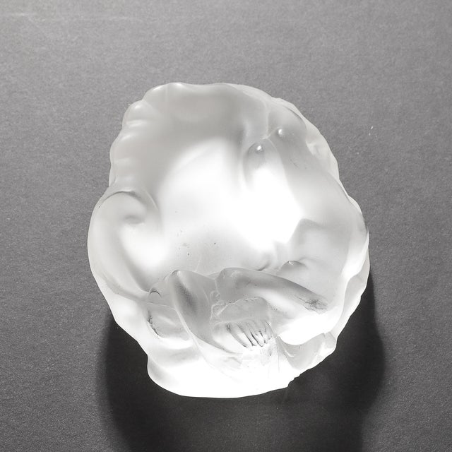 MidCentury Frosted Glass Sleeping Beauty Sculptural Nude Dish Signed R Lalique For Sale - Image 15 of 18