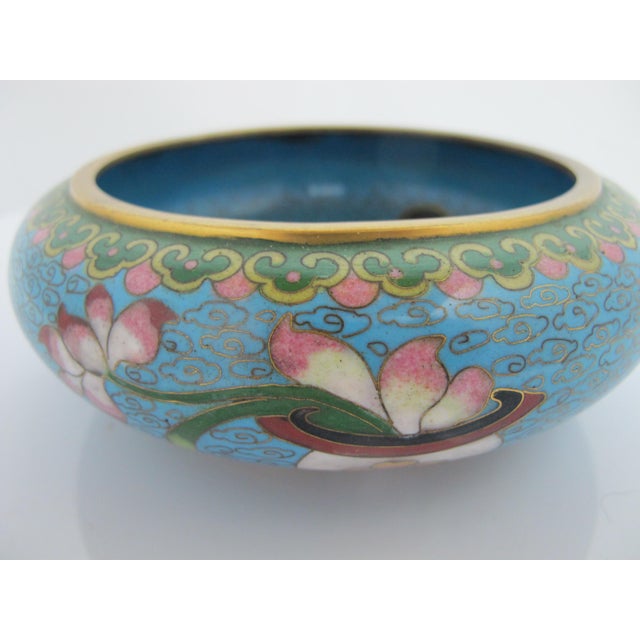 Chinese Turquoise Cloisonne Vase Flower Brush Washer Bowl Custom Stand For Sale - Image 15 of 16