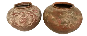 Rustic Decorative Clay Pots- A Pair