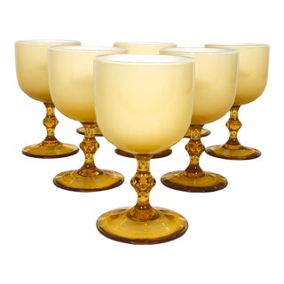 Vintage Carlo Moretti Butterscotch Cased Glass Wine Glasses - Set of 6 For Sale