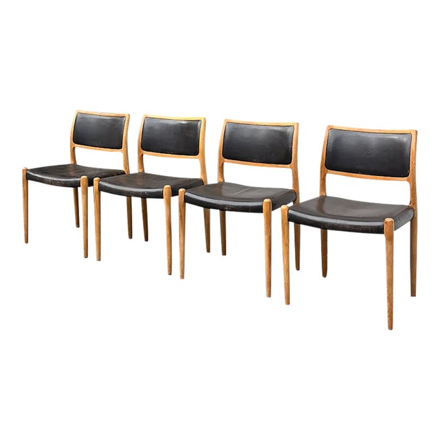 Set of 4 Niels Moller Model 80 Dining Chairs, 1970s For Sale