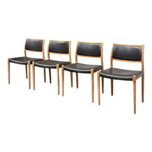 Set of 4 Niels Moller Model 80 Dining Chairs, 1970s