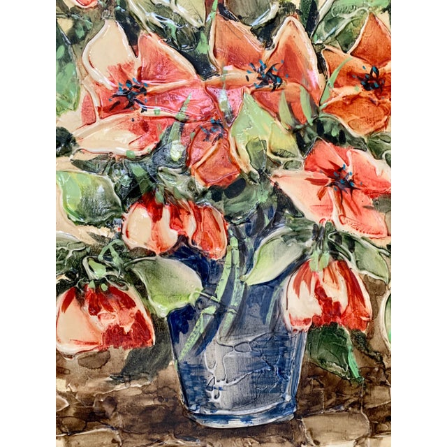 Mid-Century Oil Painting Flowers Wooden Gilded Frame For Sale In Phoenix - Image 6 of 7
