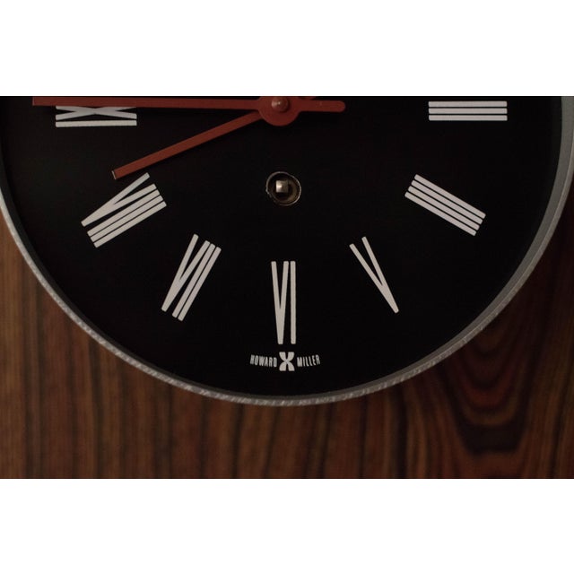 1970s Mid Century Modern Zebrawood and Chrome Wall Clock by Howard Miller For Sale - Image 5 of 14
