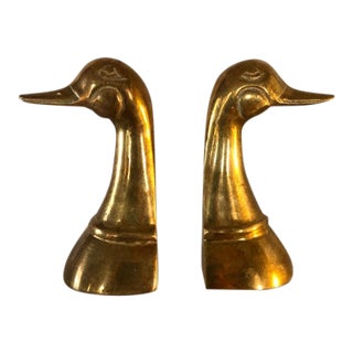 Brass Duck Bookends - a Pair For Sale