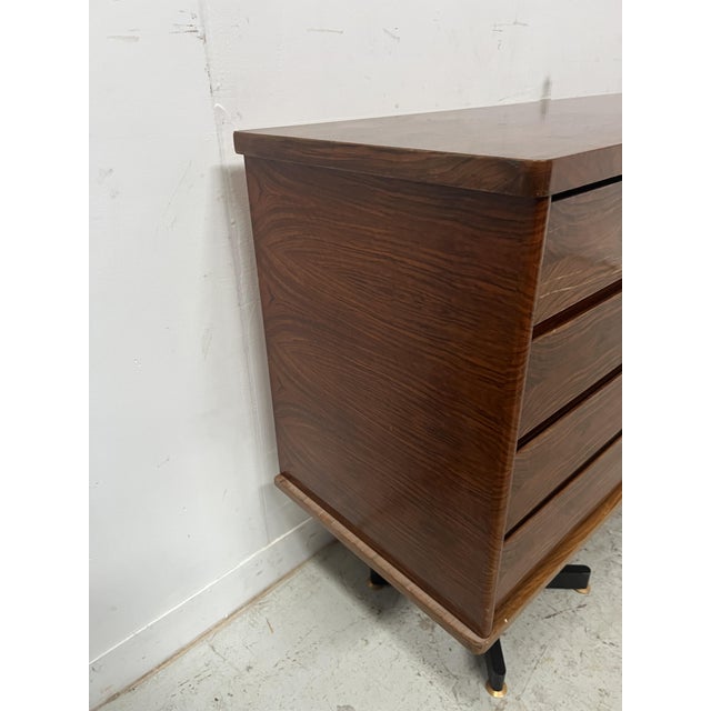 Scandinavian Sideboard in Veneered Wood with Iron Legs For Sale - Image 3 of 18