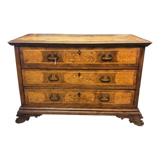 Antique Louis XIV Walnut Chest of Drawers with Boxwood Inlays, Lombardy, Late 17th Century, 1600s For Sale
