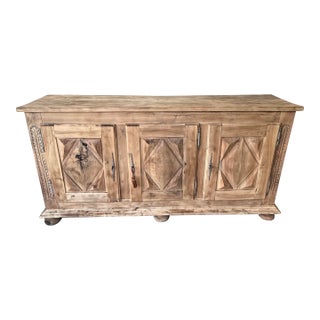 18th Century French Louis XIII Style Diamond Shape Solid Walnut Bleached Sideboard / Buffet. For Sale
