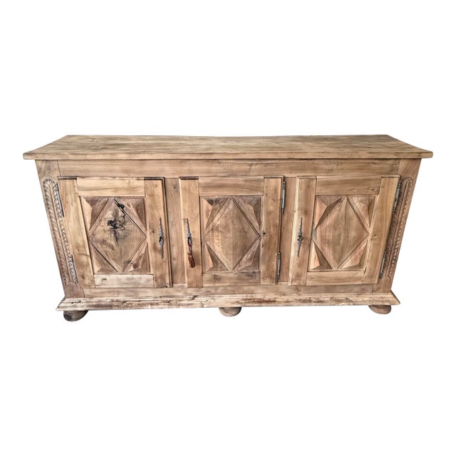 18th Century French Louis XIII Style Diamond Shape Solid Walnut Bleached Sideboard / Buffet. For Sale