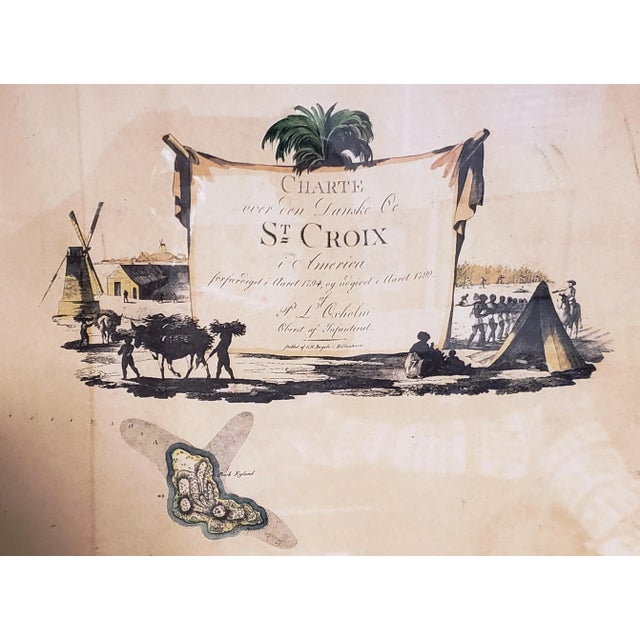 An absolutely stunning and interesting vintage full-size reproduction of the 1794 hand-colored Danish map, Charte over den...