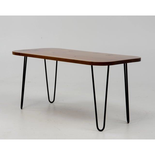 1960s 1960s Mid Century Modern Hairpin Leg Maple Slab Coffee Table Organic For Sale - Image 5 of 13