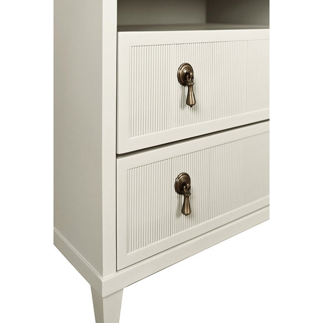 Matthew Izzo Home Corine Antique White Matte Lacquer Fluted Front Side Table For Sale In New York - Image 6 of 7
