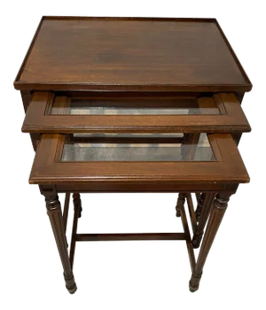 Mahogany and Glass Nesting Tables - Set of 3 by Imperial Furniture Co