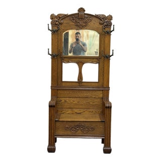 Vintage Oak Hall Rack For Sale