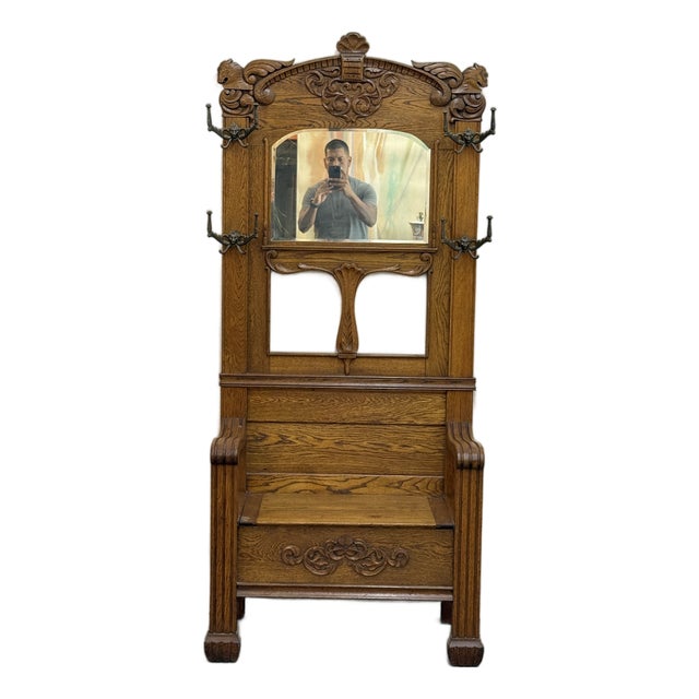 Vintage Oak Hall Rack For Sale