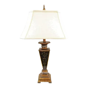 Boulle Style Gold Table Lamp With Shade
