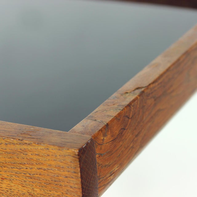 Wood Mid-Century Modern Wooden Bar Cart with Black Opaline Glass Tops, 1960s For Sale - Image 7 of 10