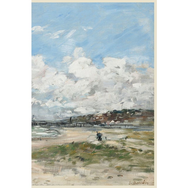 Paper Circa 1890 Deauville Beach French Impressionist Coastal Fine Art Print by Eugène Boudin - 30" X 20" For Sale - Image 7 of 8
