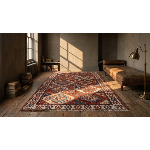 1890s Multicolor Geometric Antique Caucasian Kazak Rug 3'7" X 6' Handknotted Wool Carpet For Sale In New York - Image 6 of 8