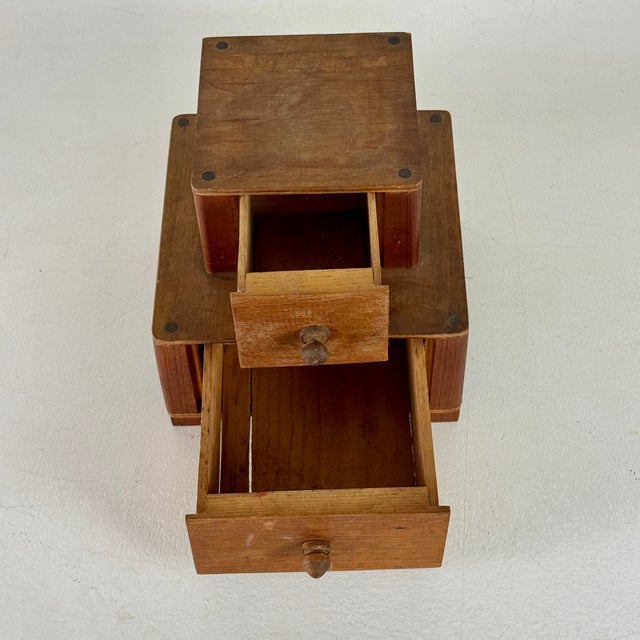 Brown A Diminutive Art Deco Period Wood Double Level Drawer Cabinet for Nicknacks For Sale - Image 8 of 8
