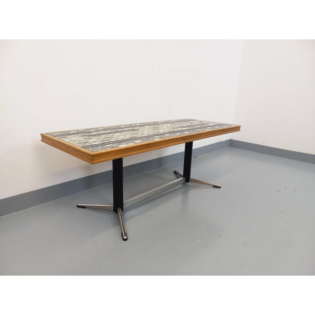 Vintage Coffee Table in Ceramic, Wood and Metal, 1960s For Sale - Image 9 of 16
