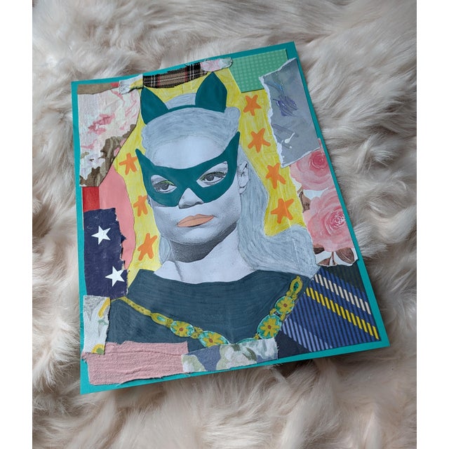 Textile Eartha Kitt Contemporary Mixed Media Collage For Sale - Image 7 of 7