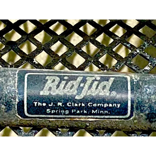 Vintage Mid Century Modern RidJid Folding Metal Patio Table and 4 Hoop