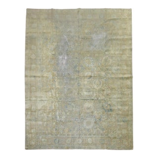 Antique Zabihi Collection Persian Tabriz Worn Room Size Rug - 10'3" x 13'2" For Sale