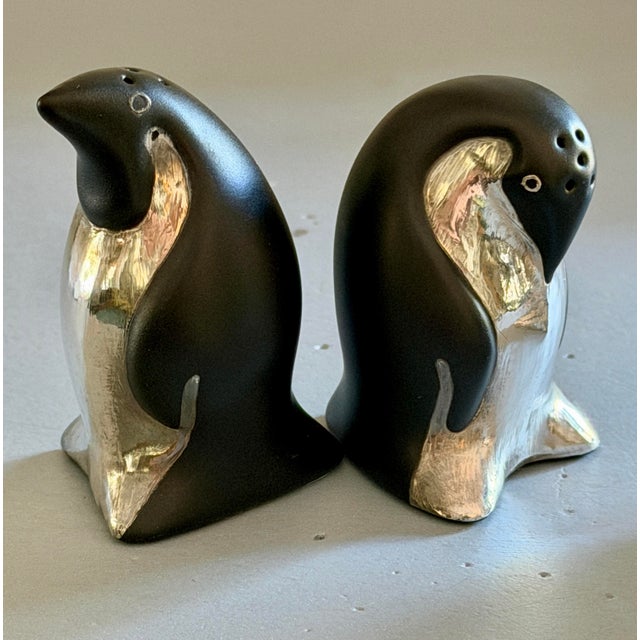 1980s Emilia Castillo Taxco Sterling and Porcelain Penguin Salt & Pepper Shakers - a Pair For Sale In Savannah - Image 6 of 11