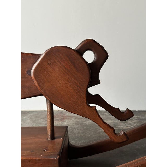 Handcrafted Mid 20th Century Sculptural Pine Rocking Horse For Sale In Greensboro - Image 6 of 18