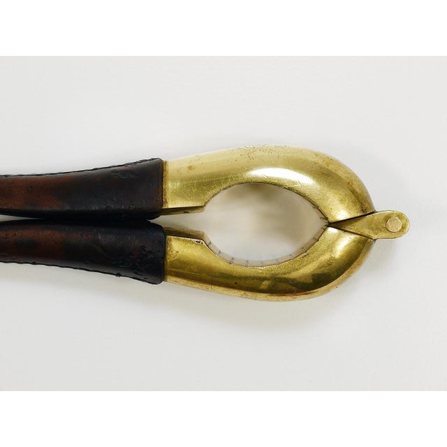 Brown Carl Aubock Vienna Signed Vintage Brass & Leather Nutcracker, Austria, 1950s attributed to Carl Auböck For Sale - Image 8 of 18