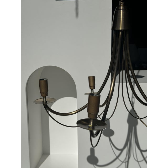 Gray Modern Five-Arm Metal Chandelier, 1980s For Sale - Image 8 of 18