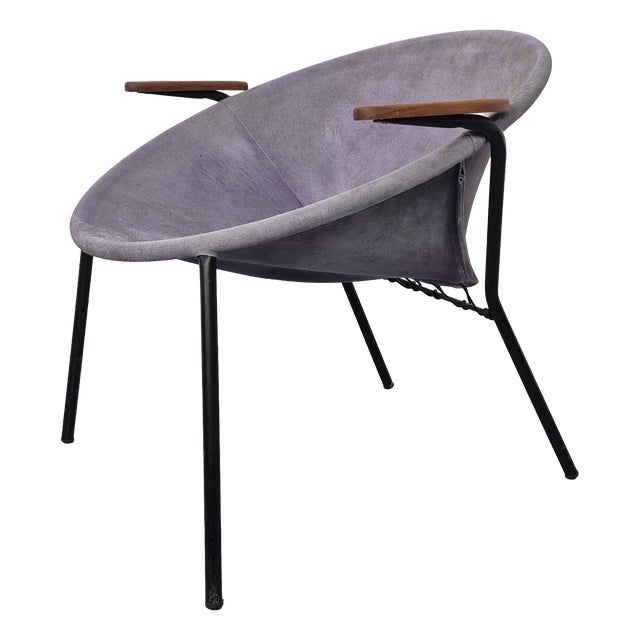 Sueded Purple Balloon Chair by Hans Olsen for Lea Furniture, Denmark, 1950s For Sale
