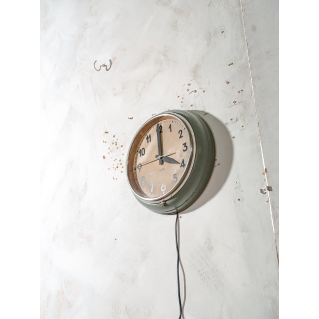 Industrial Green Wall Clock from Aeg, Germany, 1960s For Sale - Image 13 of 14