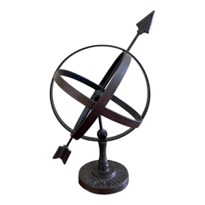 Late 20th Century Black Iron Armillary Globe Sculpture – Traditional Landscape & Garden Decor