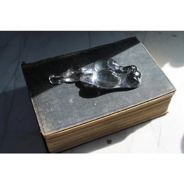 Vintage female nude glass art paperweight or decorative object. No makers mark. One small chip on bottom of foot.