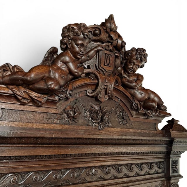 Grand 19th Century French Renaissance Revival Bookcase Signed by Sculptor Benjamin Deguil For Sale - Image 10 of 18