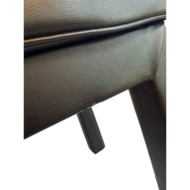 Black Mid 20th Century Faux Leather Black Parsons Style Stool For Sale - Image 8 of 12