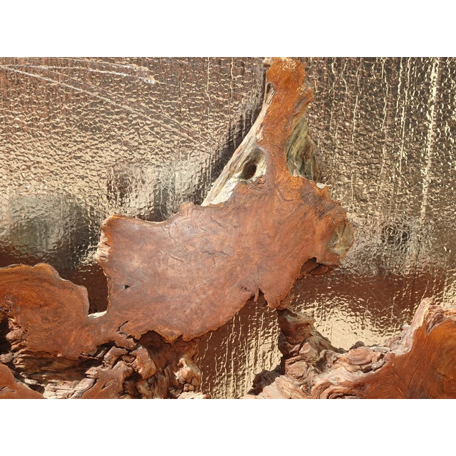 Brown Vintage Live Edge Burl Redwood Wall Clock For Sale - Image 8 of 15