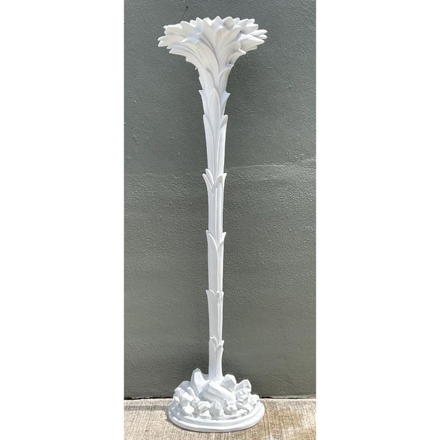 Mid-Century Modern Vintage Ecoplaster Palm Torchere After Serge Roche For Sale - Image 3 of 12