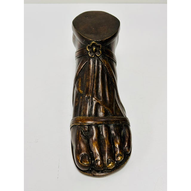 Classical Roman Vintage Bronze Sandaled Foot of a Roman or Greek Antiquity For Sale - Image 3 of 7