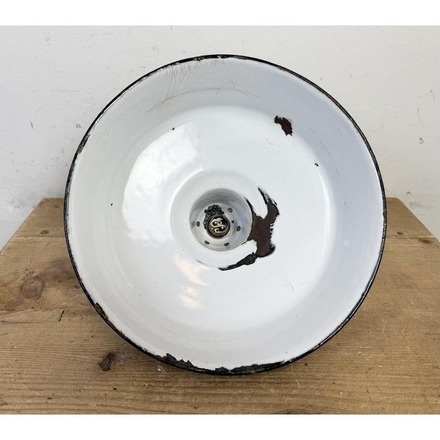 Industrial Black Enamel Factory Pendant Lamp, 1960s For Sale - Image 13 of 16