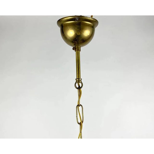 Gilded Brass and Burgundy Ceramics Chandelier For Sale - Image 6 of 7